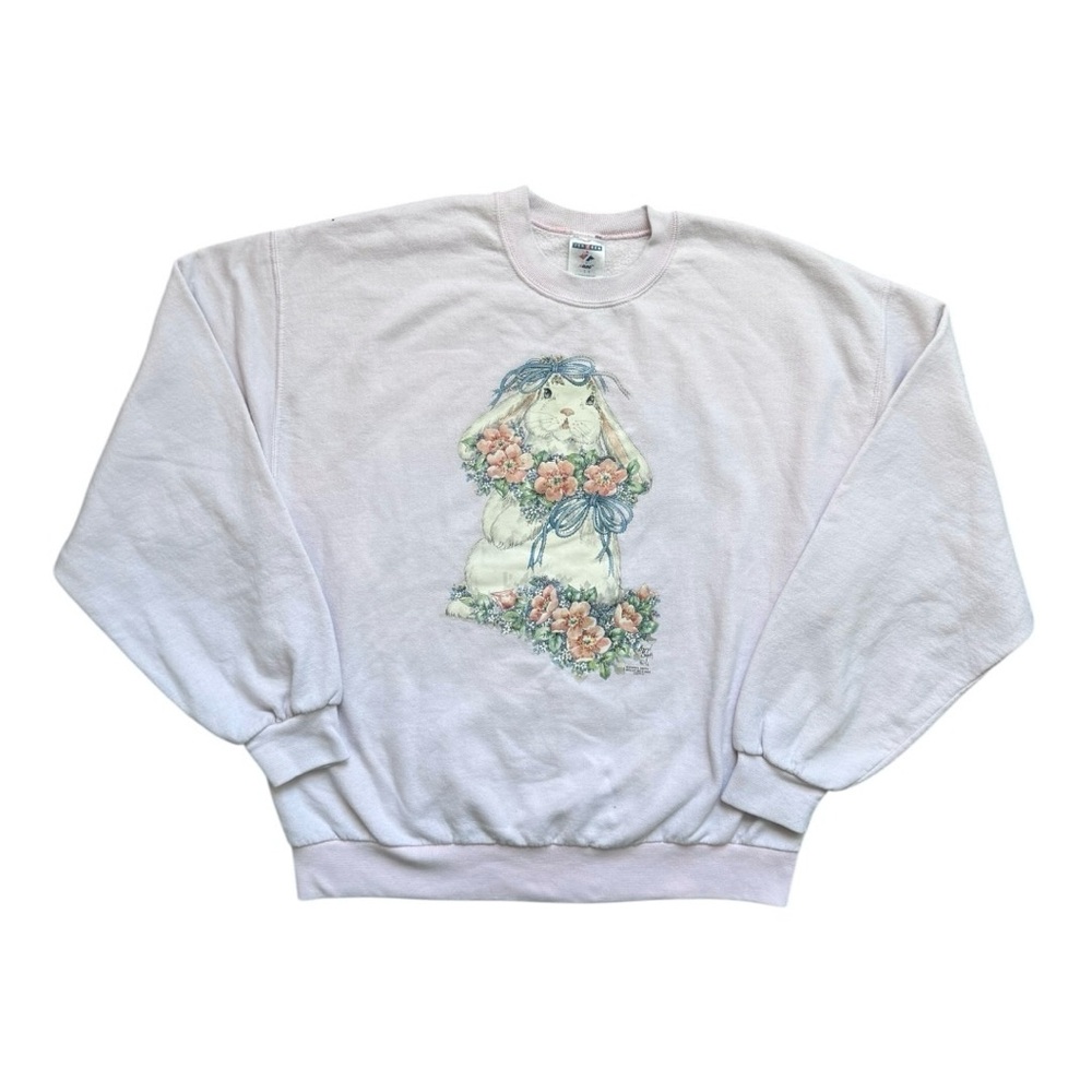 Vintage 90s Women's Easter Rabbit Bunny Cheryl Smith Sweatshirt Size Large